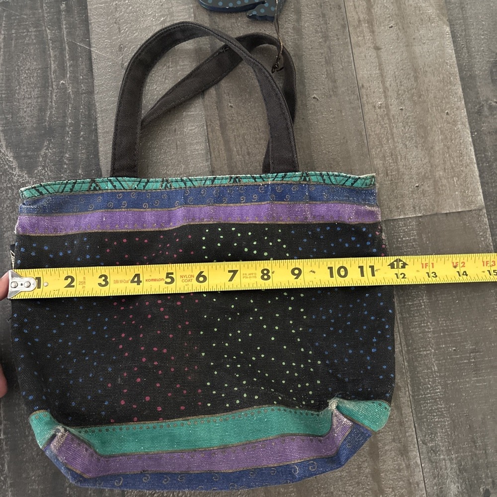 Dogs & Doggies Laurel Burch Small Canvas Purse Tote Multicolor Handbag - Picture 12 of 13